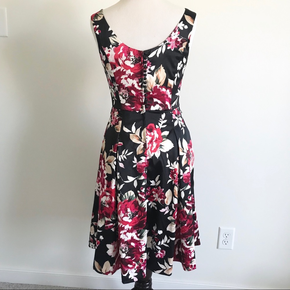 White House Floral Silky Fit and Flare Dress - Picture 3 of 6